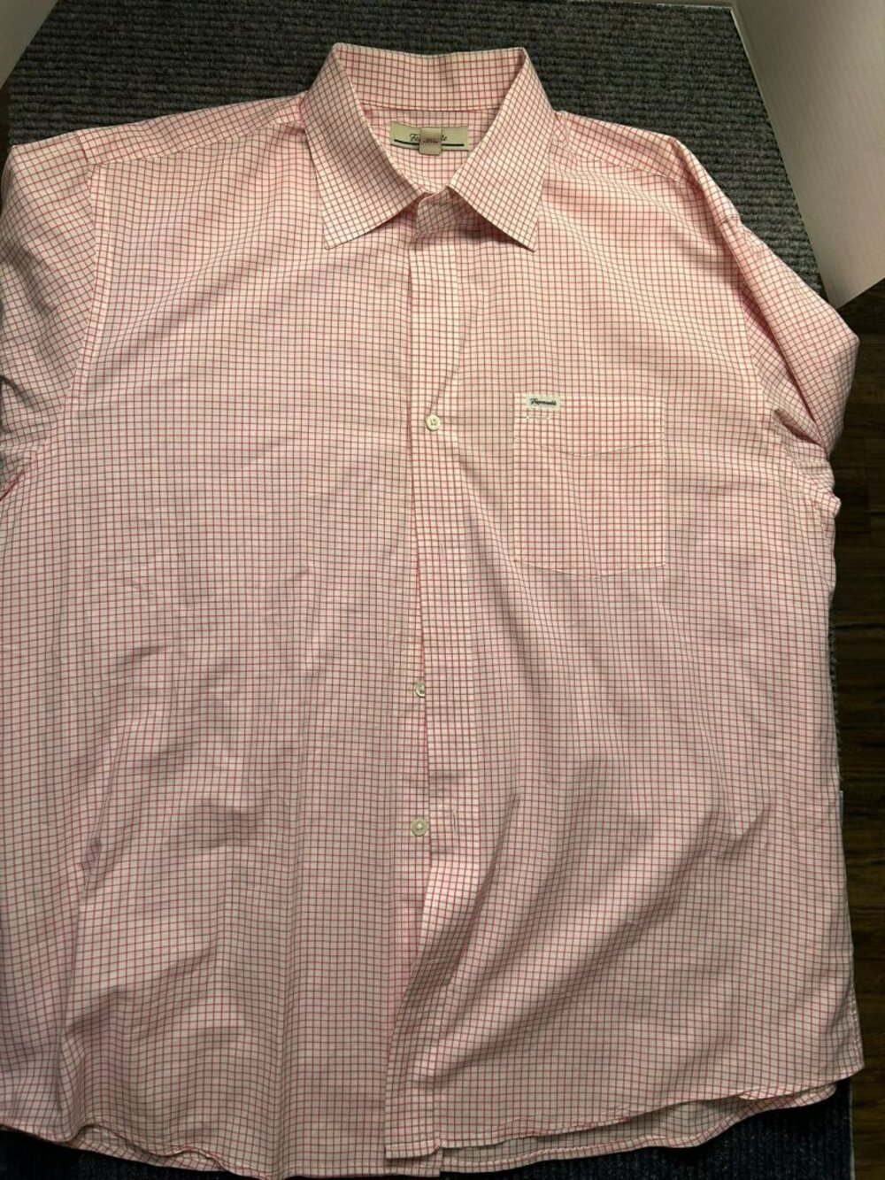 Faconnable Mens Pink & White Checkered Long-Sleeve Button-Down Shirt XL